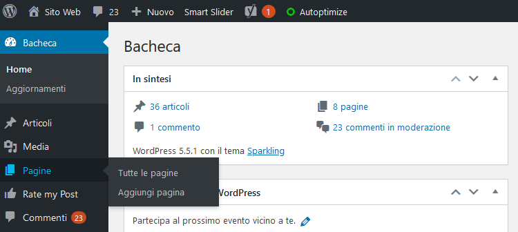 Gestione pagine su WordPress